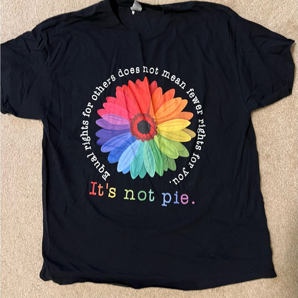 Equal rights t-shirt XL. Black with rainbow colors